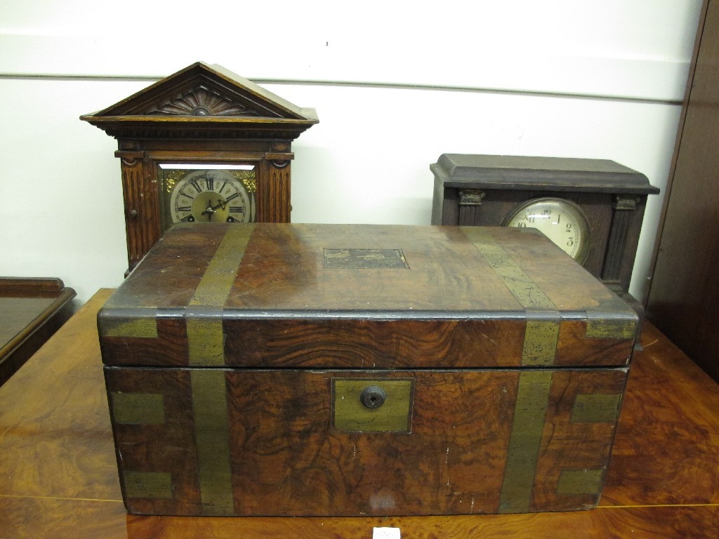 Appraisal: Victorian walnut brass bound lap desk and two oak mantel