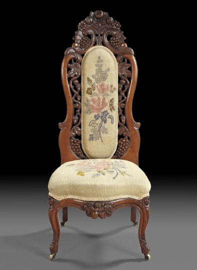 Appraisal: American Rococo Revival Laminated Rosewood Slipper Chair third quarter th