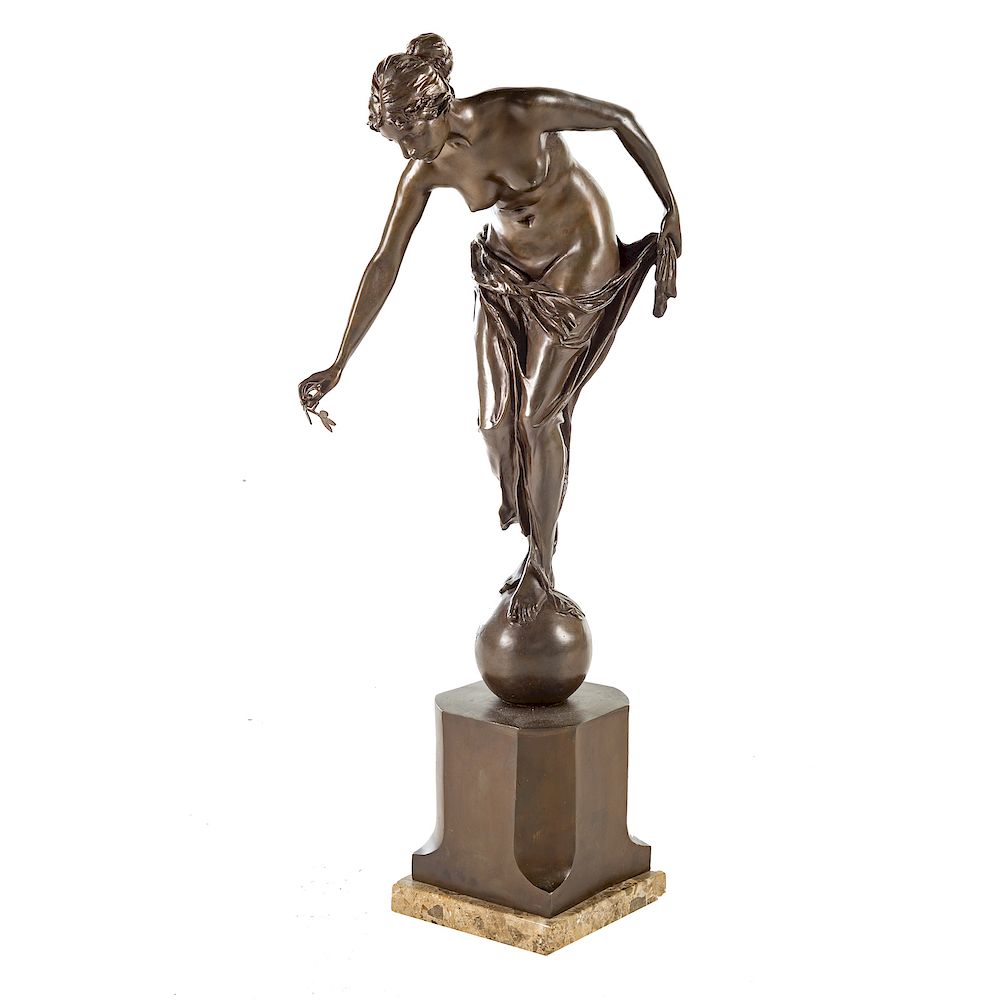 Appraisal: After Ernst Wenck Pax bronze standing female classical nude in