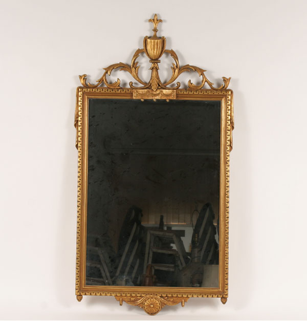 Appraisal: Classical style gilt entry mirror gessoed detail H x W