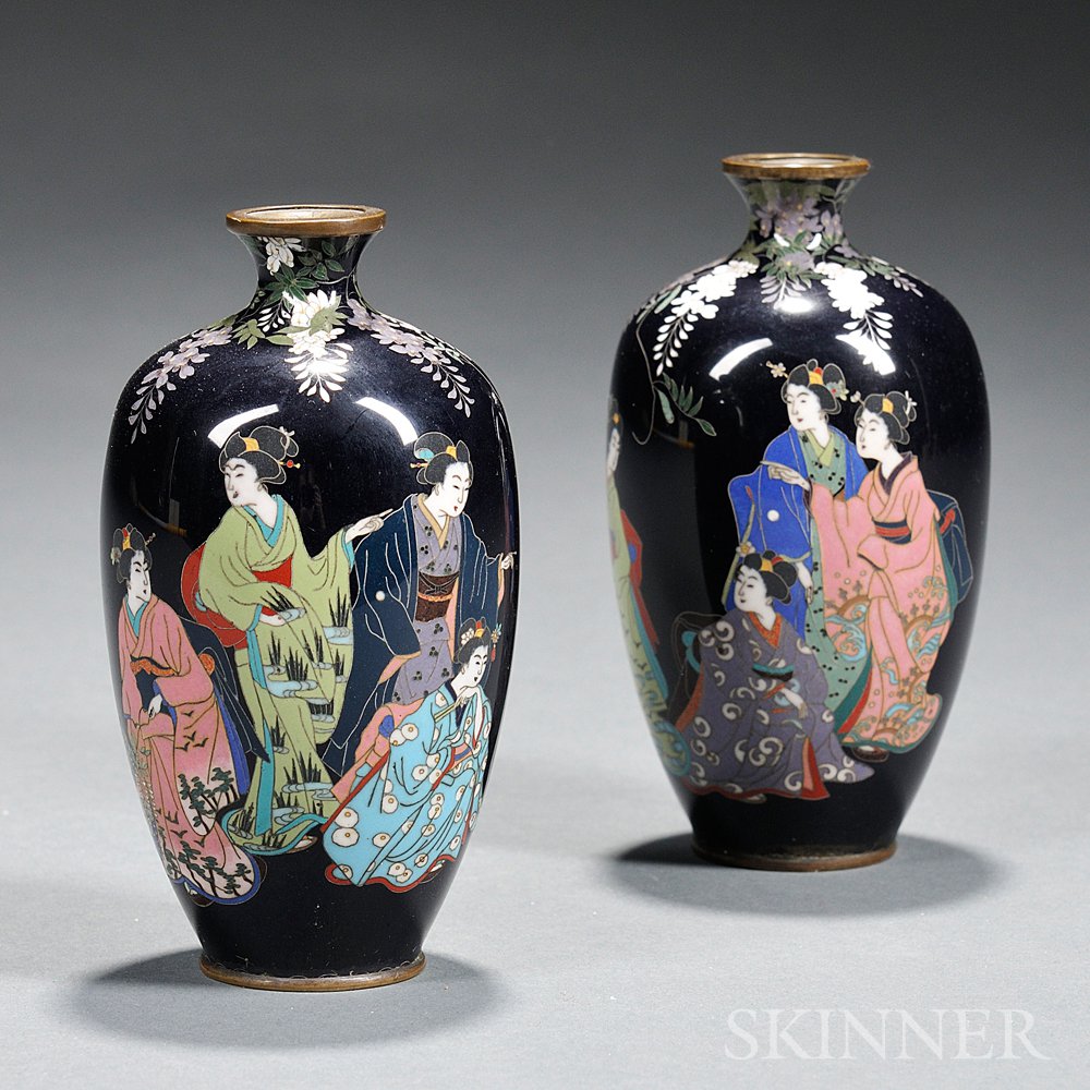 Appraisal: Pair of Cloisonne Vases Japan late th early th century