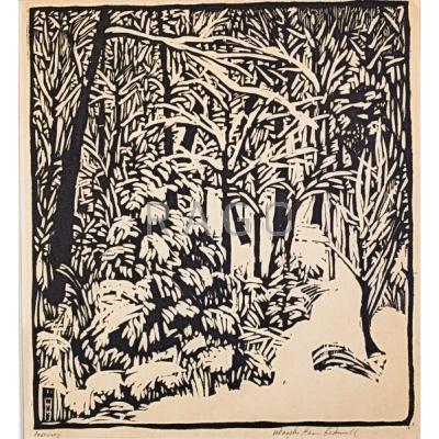 Appraisal: WHARTON ESHERICK American - Woodblock print on rice paper February