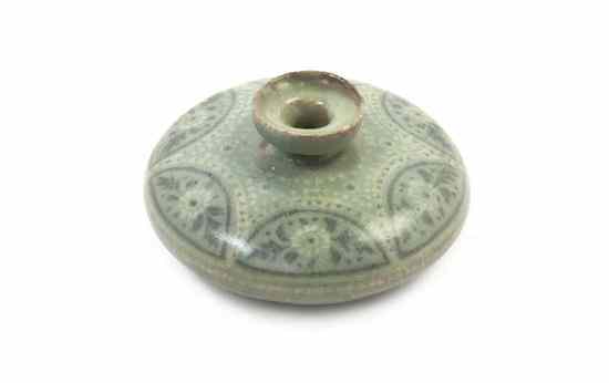 Appraisal: A Korean Ceramic Water Dropper of low form having celadon