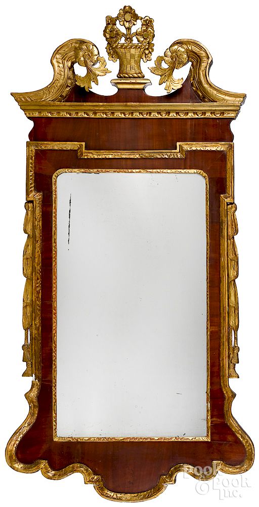 Appraisal: Federal mahogany and giltwood constitution mirror Federal mahogany and giltwood