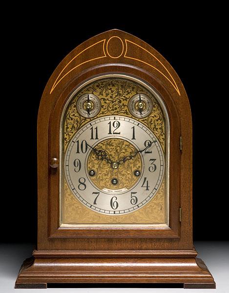 Appraisal: SETH THOMAS MAHOGANY WESTMINSTER CHIME CLOCK silvered and brass engraved