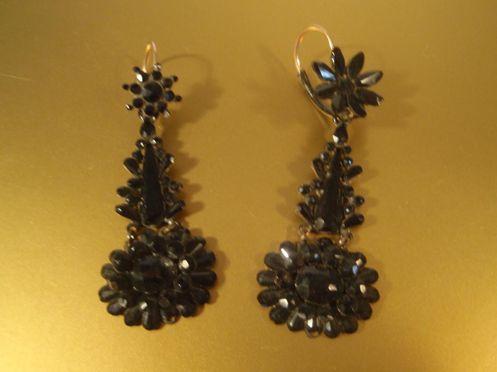 Appraisal: A pair of Victorian cut steel and black paste pendant