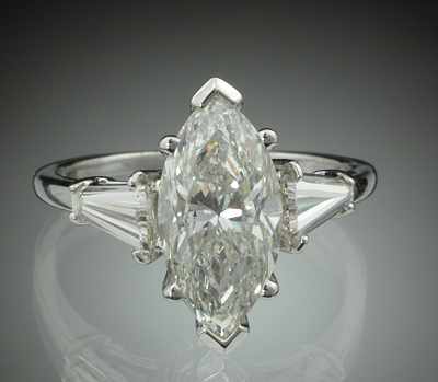 Appraisal: A Ladies' Carat Marquis Cut Diamond Engagement Ring Platinum ring