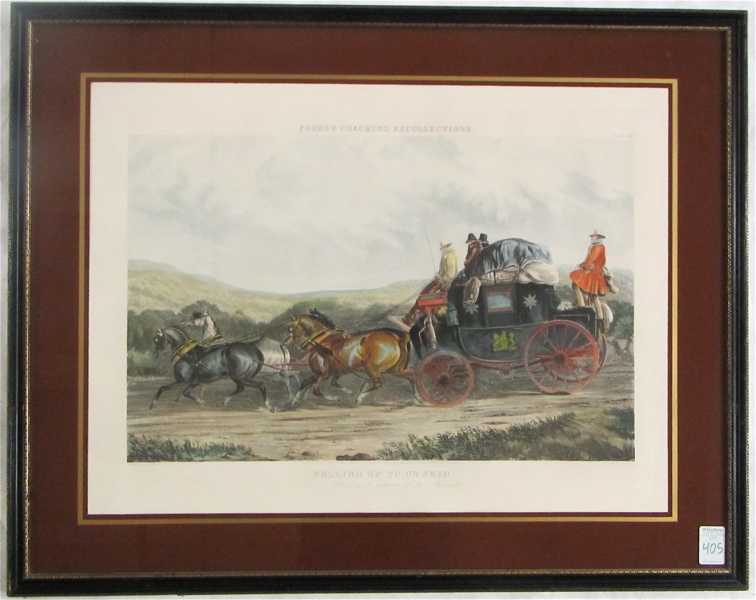 Appraisal: JOHN HARRIS HAND COLORED ENGRAVING United Kingdom - Pulling Up