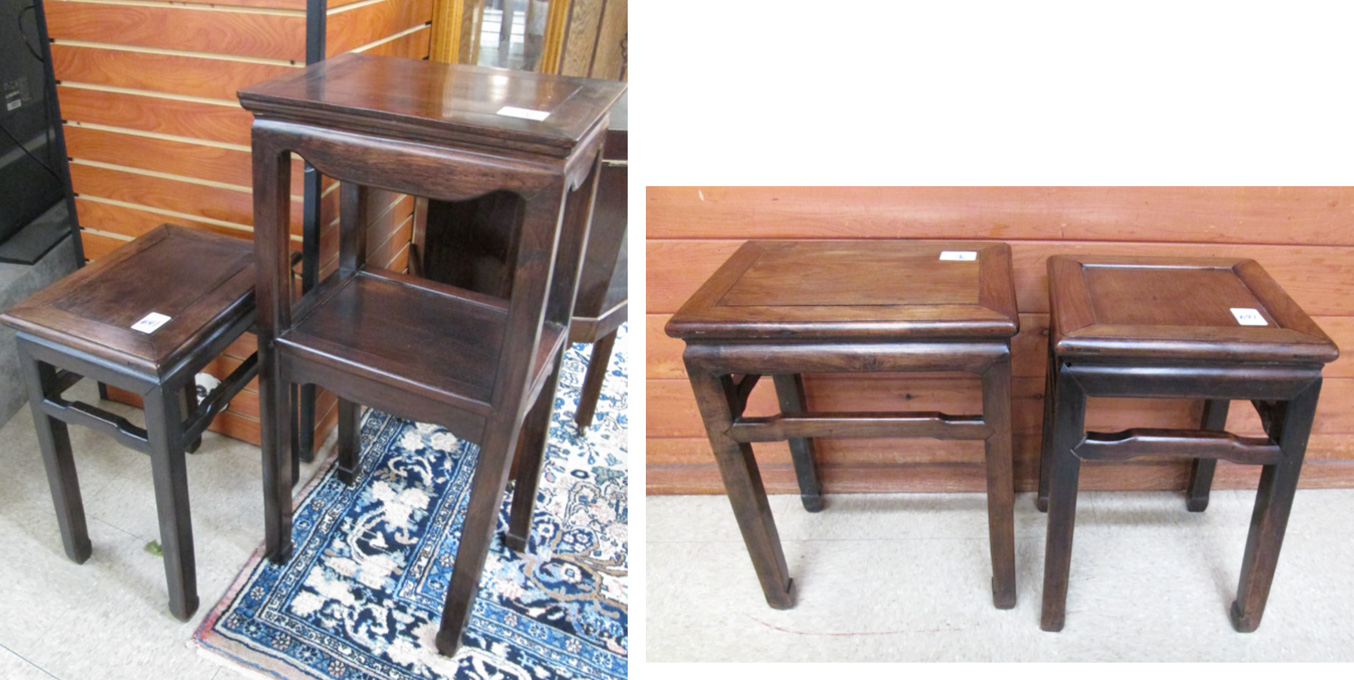 Appraisal: A GROUP OF FOUR ROSEWOOD OCCASIONAL TABLES Chinese early th