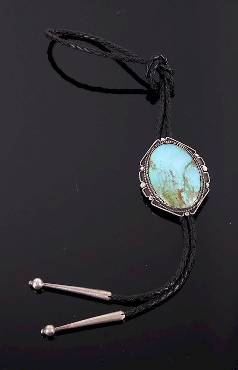 Appraisal: Navajo Cerrillos Turquoise Bolo Tie For your consideration is a