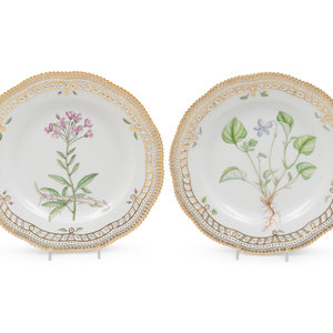 Appraisal: Two Royal Copenhagen Flora Danica Reticulated Dinner Plates Circa decorated