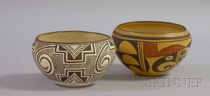 Appraisal: Two Southwest Pots black and white pot is signed old