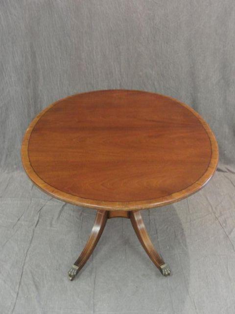 Appraisal: Beacon Hill Oval Banded Mahogany Dining Table With - leaves