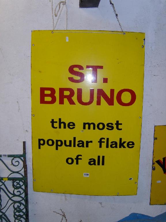 Appraisal: A yellow enamelled sign for St Bruno