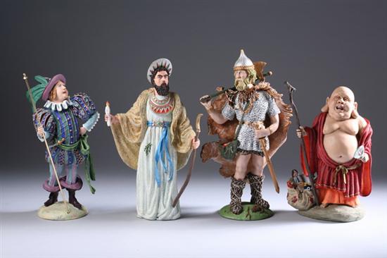 Appraisal: FOUR DUNCAN ROYALE FIGURES Lord of Misrule Odin Druids Hoteiosho