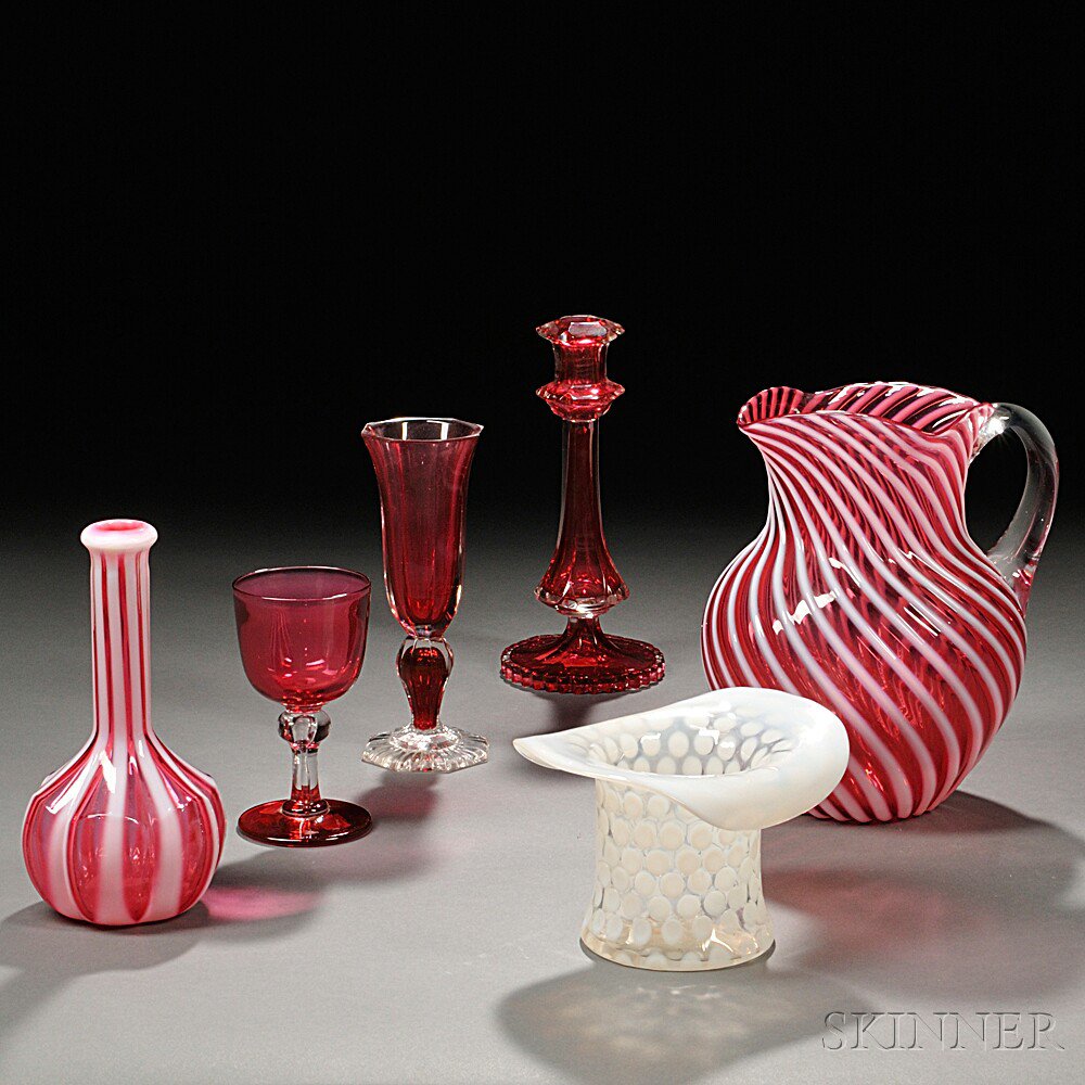 Appraisal: Six Pieces of American Glass Tableware late th early th