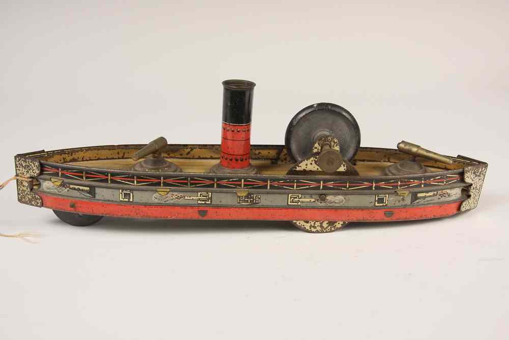 Appraisal: TIN LITHO TOY BOAT - Tin Litho Friction Drive Toy