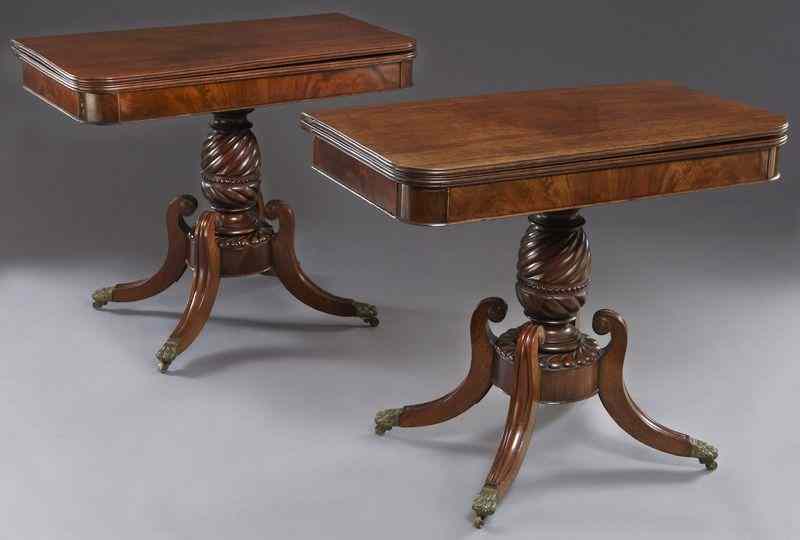 Appraisal: Pr Attr to Thomas Needham Jr mahogany Neo-Classical game tables