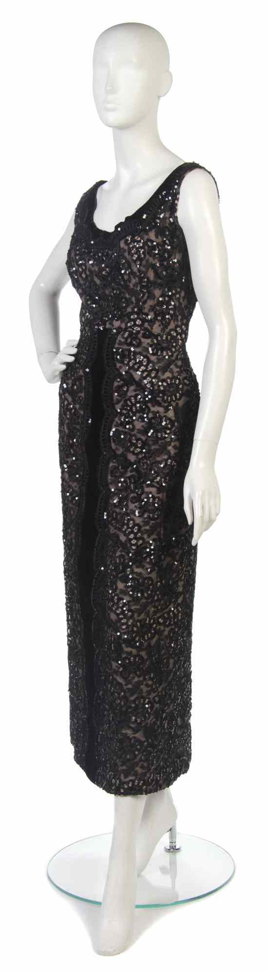 Appraisal: A Pierre Balmain Black Lace and Sequin Evening Gown s