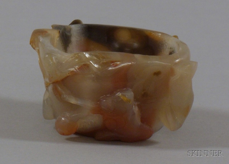 Appraisal: Asian Carved Jade Bowl ht in