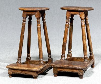 Appraisal: Two similar French prie dieu each oak throughout with oval