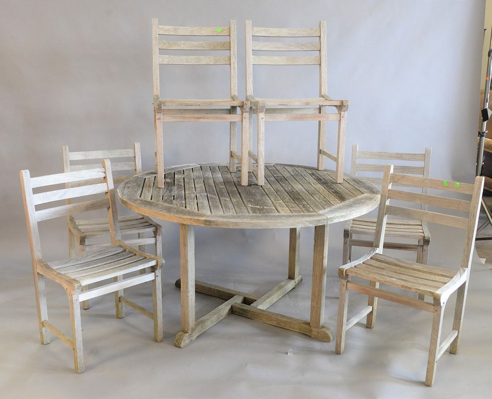 Appraisal: Barlow Tyrie Seven Piece Teak Set to include round table