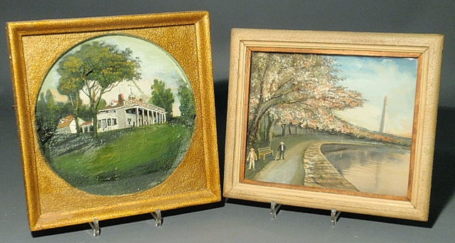 Appraisal: Two round plaster relief landscapes Mt Vernon dia and the