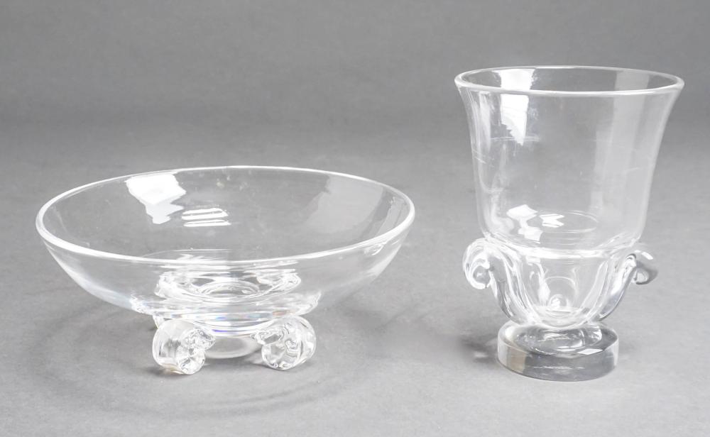 Appraisal: STEUBEN CRYSTAL VASE AND FOOTED BOWL H OF VASE IN