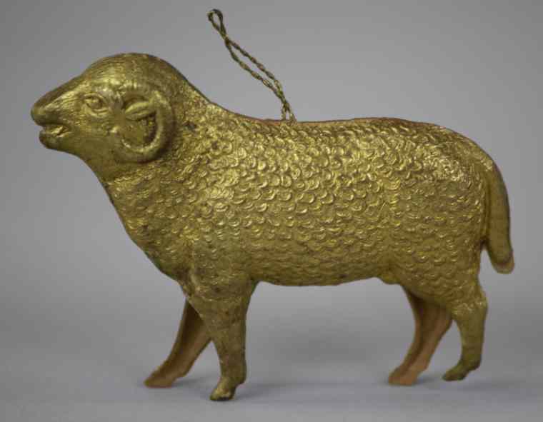 Appraisal: GOLDEN DRESDEN RAM Germany finely detailed golden ram Dresden Christmas