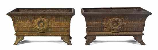 Appraisal: A Pair of French Cast Iron Jardinieres each of tapering