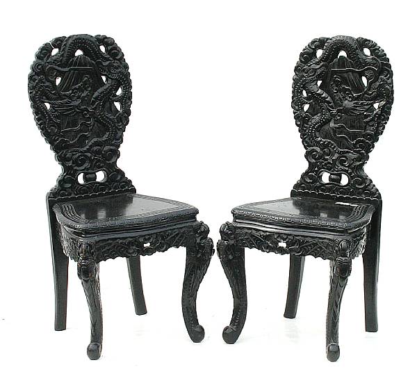 Appraisal: A pair of Japanese side chairs height in width in