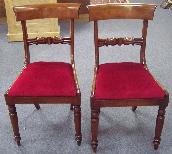 Appraisal: A matched set of six Victorian mahogany dining chairs each