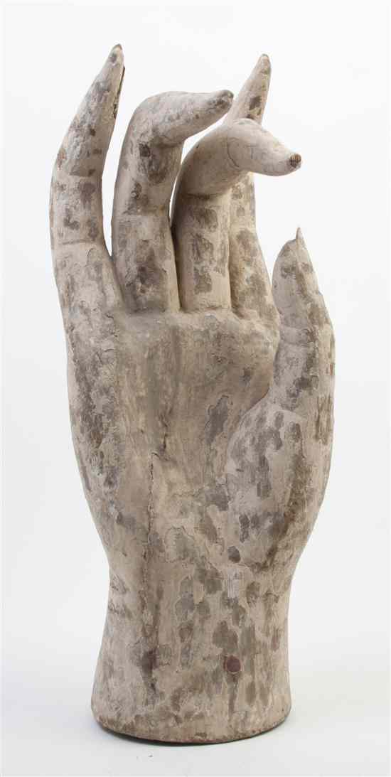 Appraisal: A Chinese Carved Buddha's Hand Model bearing red wax export