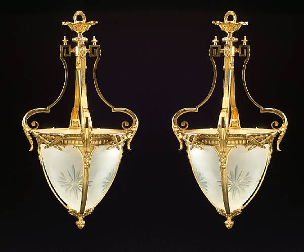 Appraisal: A pair of Louis XVI style gilt bronze and glass