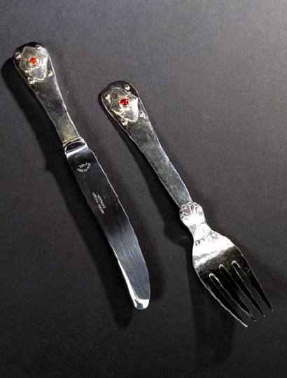 Appraisal: Two Pieces of Georg Jensen Sterling Silver Jubilaeumsmodel Flatware Copenhagen