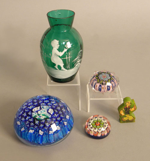 Appraisal: Three paperweights th c largest is Murano VMI together with