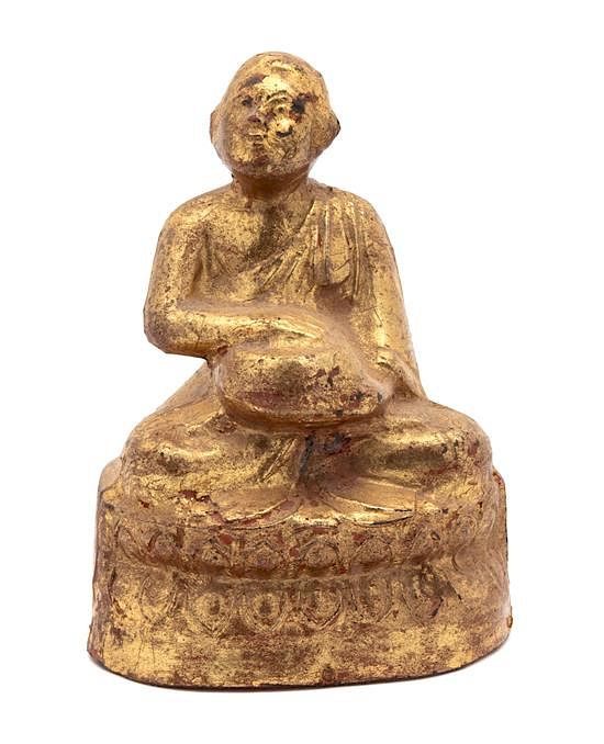 Appraisal: A Thai Gilt Lacquered Wood Figure of Buddha Height inches