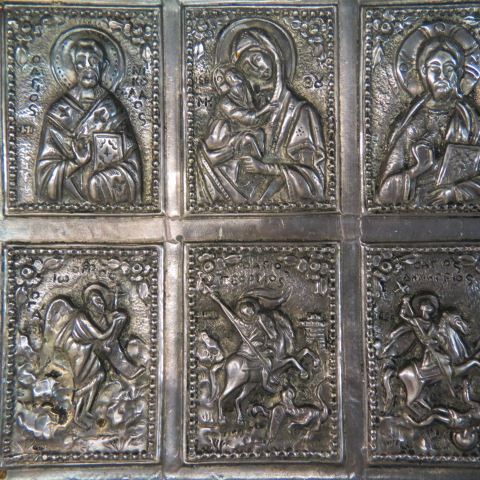 Appraisal: Greek Sterling Silver Icon six panel design x overall