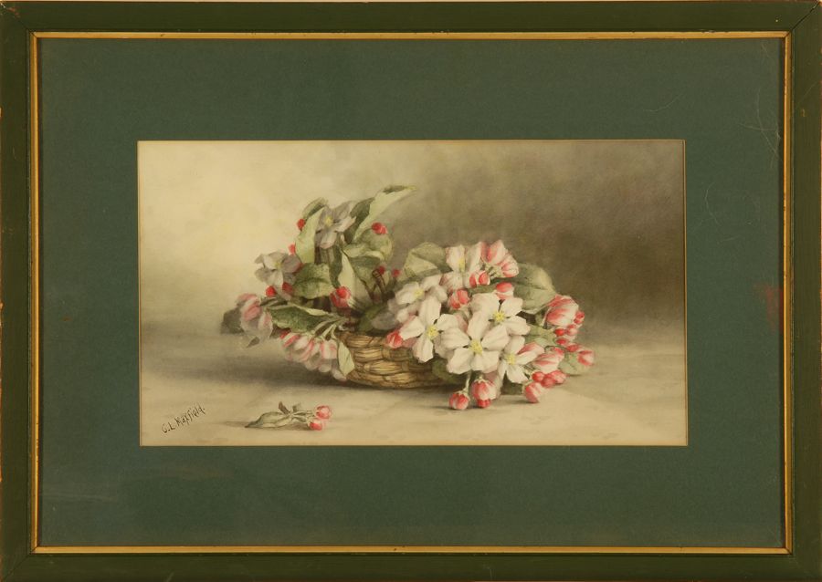 Appraisal: CLARA MAXFIELDAmerican - Still life with basket of flowers Signed