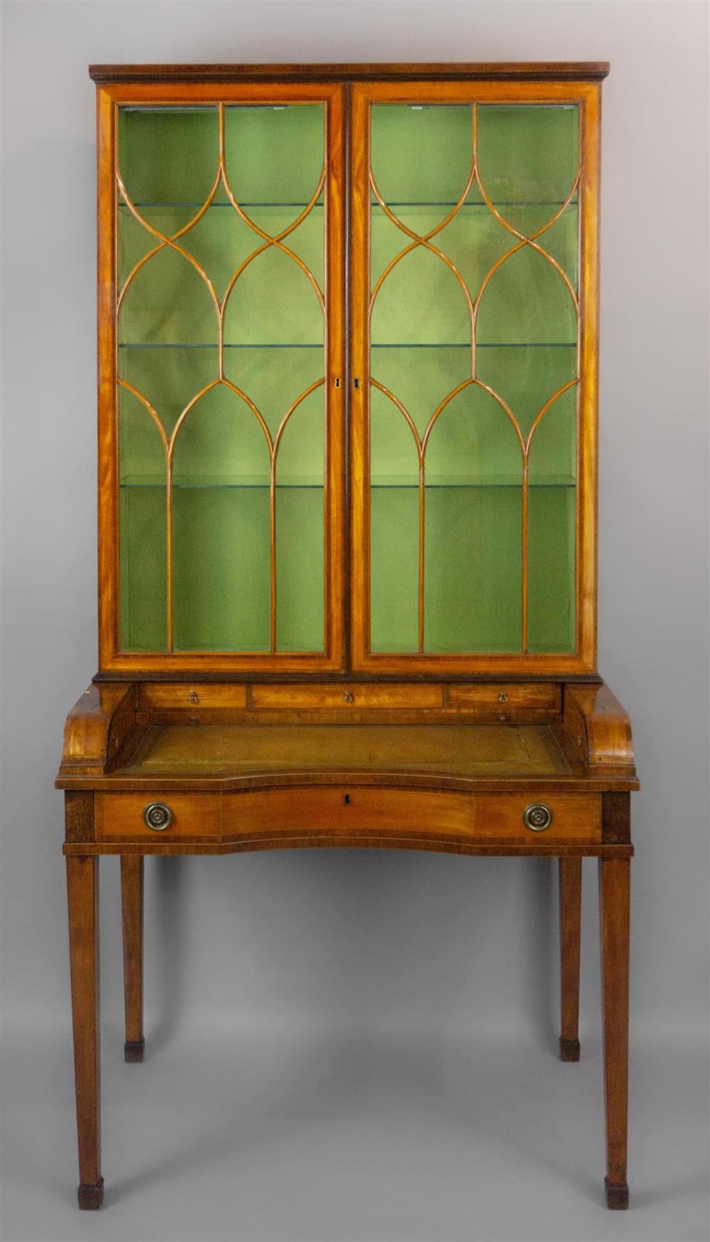 Appraisal: GEORGE III SATINWOOD MAHOGANY AND MARQUETRY WRITING CABINET CIRCA sold