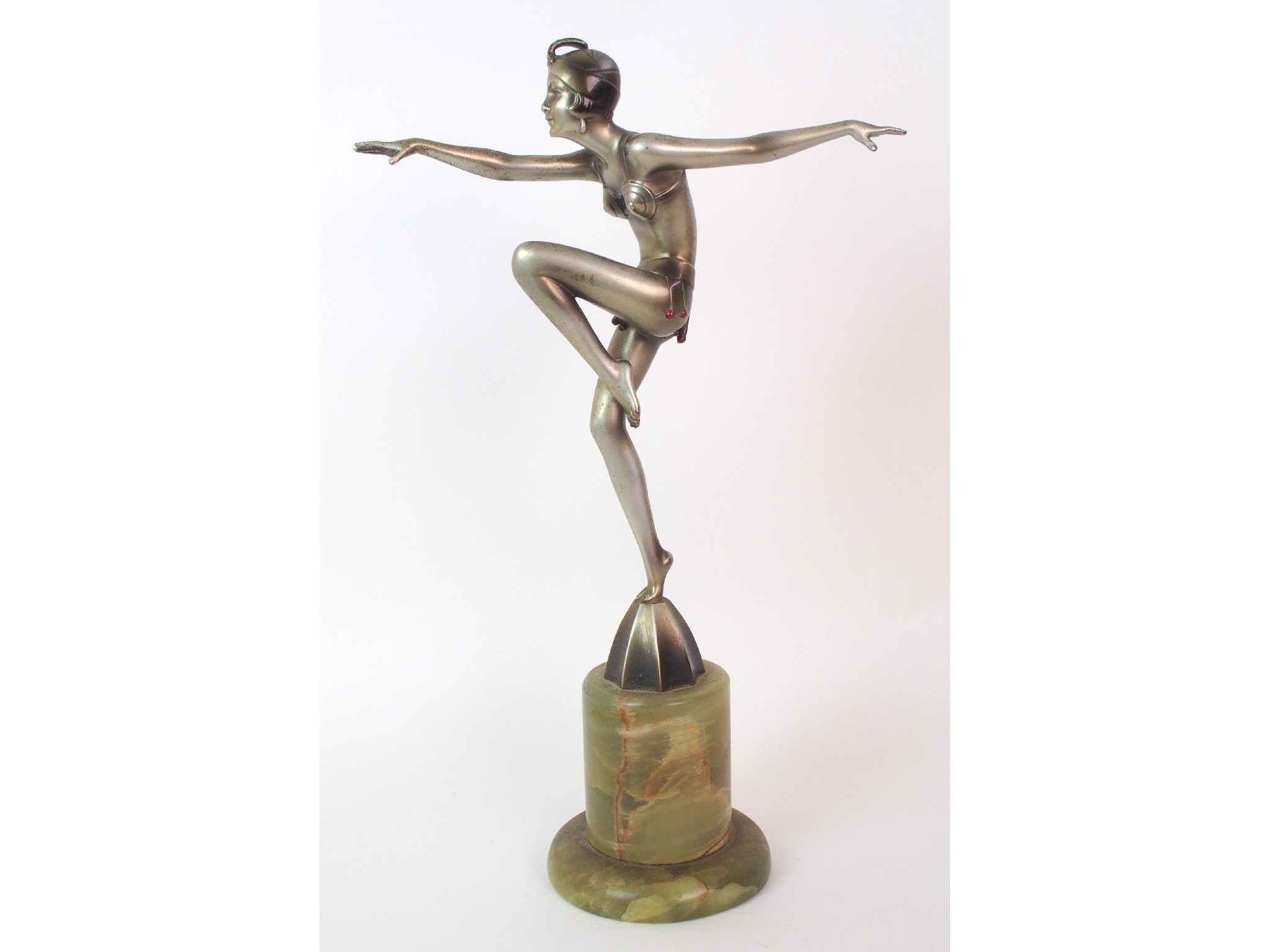 Appraisal: An Austrian Art Deco silvered bronze figure by Josef Lorenzl