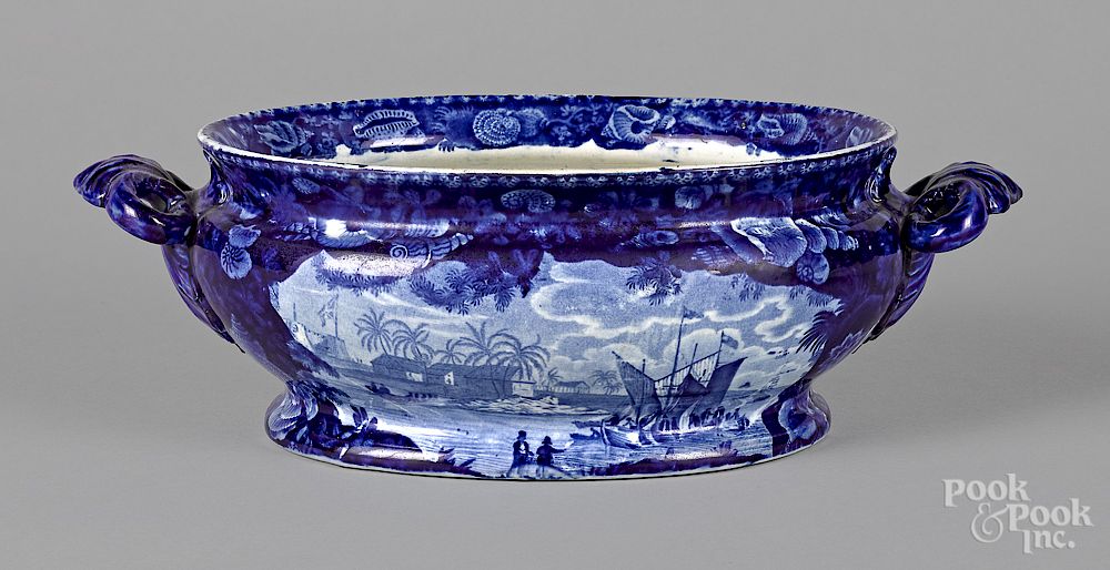 Appraisal: Historical blue Staffordshire fruit bowl Historical blue Staffordshire Dix Cove