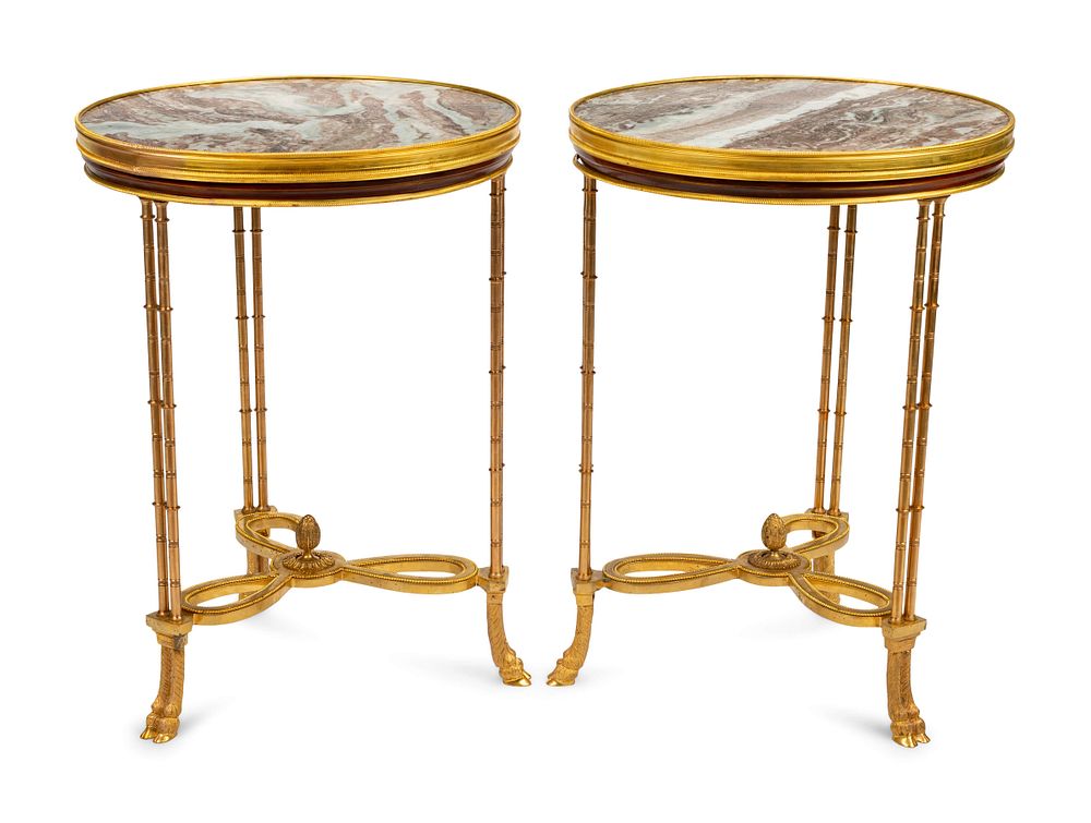 Appraisal: A Pair of Neoclassical Style Gilt Bronze and Marble Tables