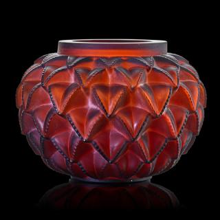 Appraisal: LALIQUE Languedoc vase amber glass LALIQUE Languedoc vase France des