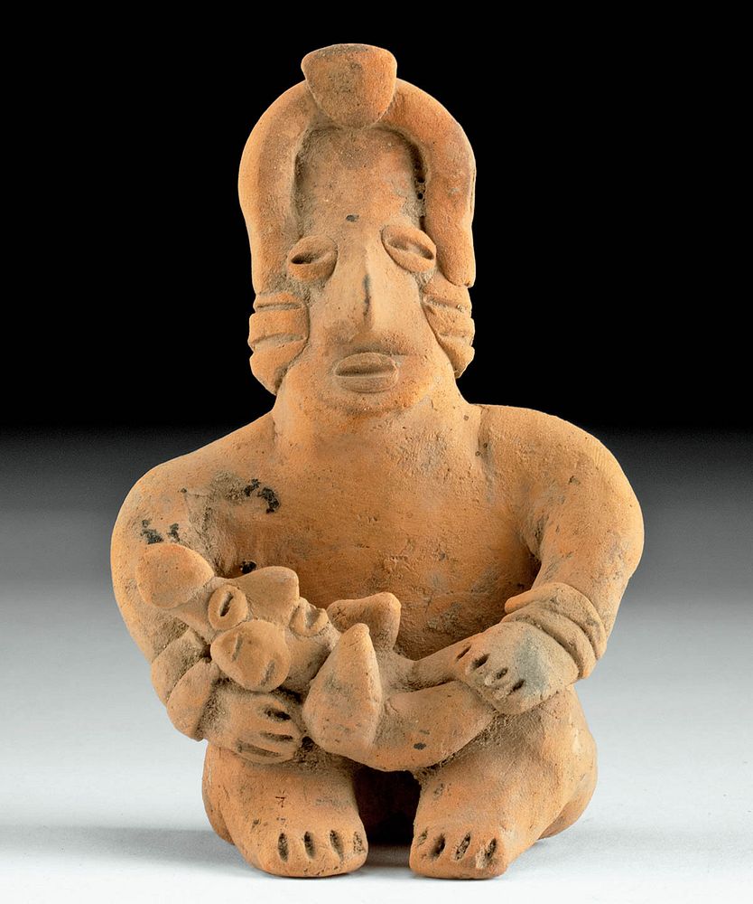 Appraisal: Colima Pottery Seated Figure with Child Pre-Columbian West Mexico Colima