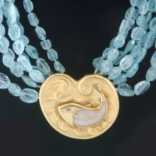 Appraisal: Paola Ferro aquamarine torsade necklace with k clasp Seven strand