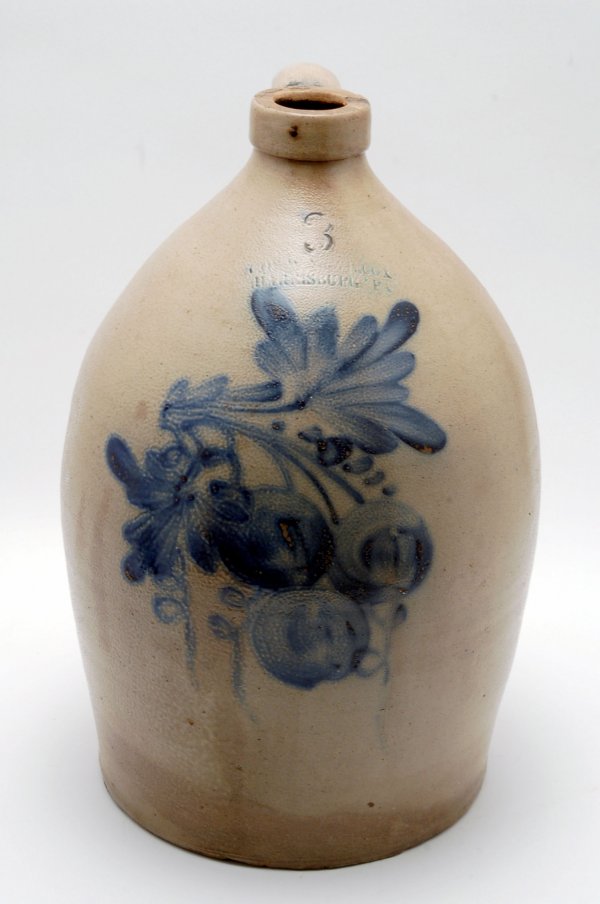 Appraisal: Cowden Wilcox cobalt decorated stoneware jug front decorated with cobalt