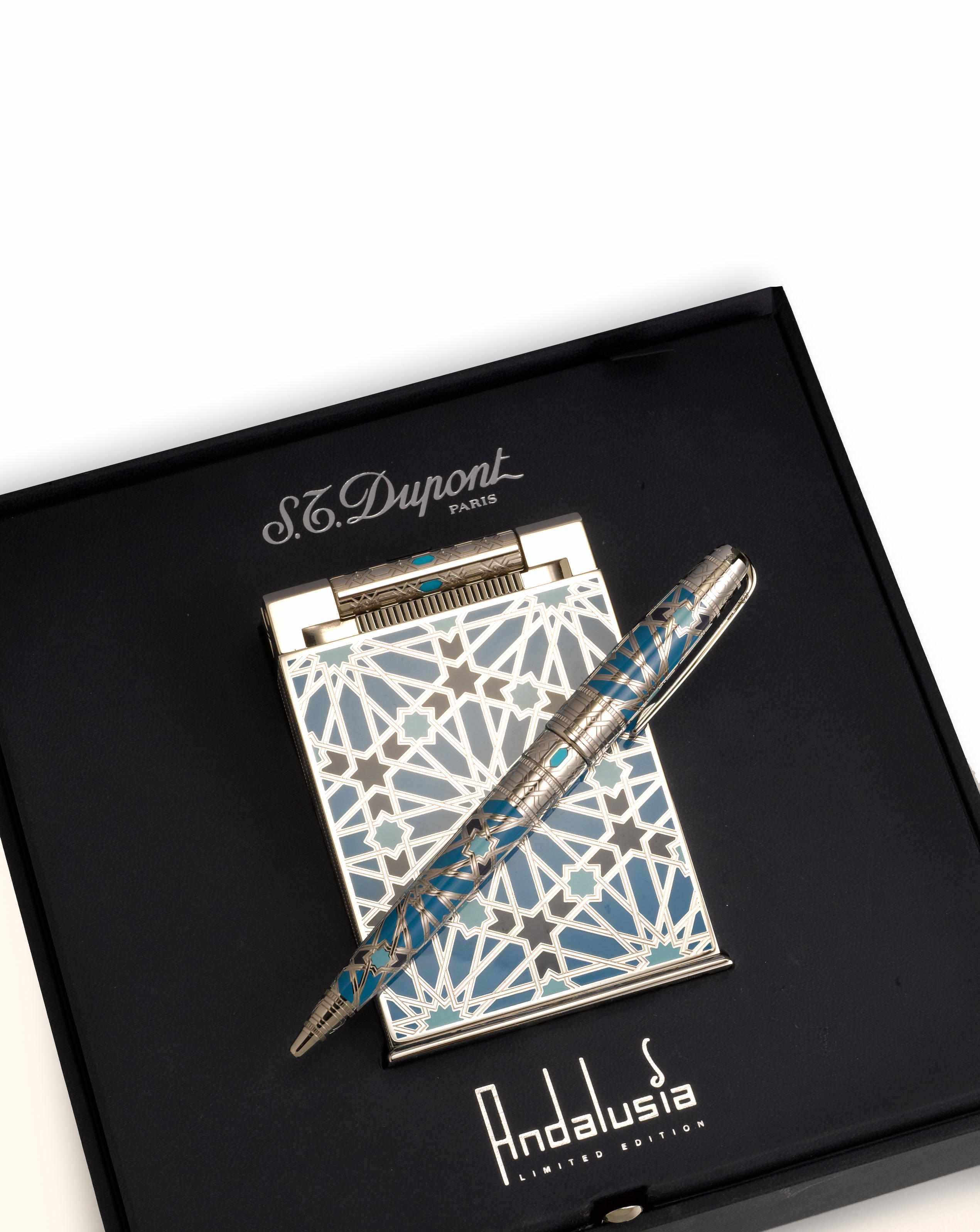 Appraisal: DUPONT Andalusia Jeroboam Lighter with Ballpoint Pen Crafted from turquoise