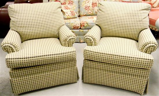 Appraisal: Ethan Allen pair of chairs blue and oatmeal checkered upholstery