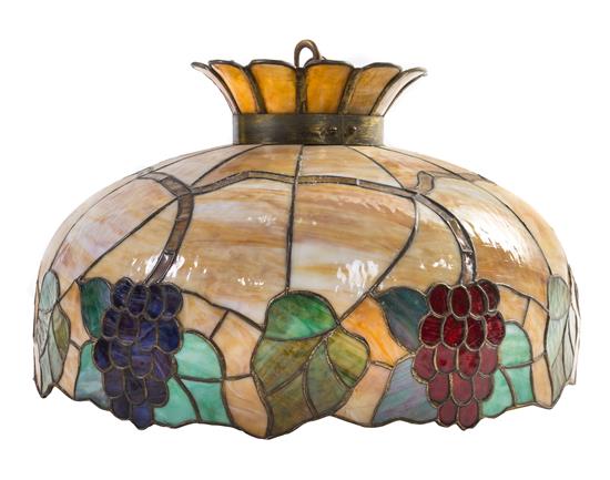 Appraisal: Sale Lot An American Leaded Glass Hanging Fixture with grapevine